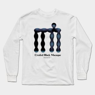 Bold monkey print "Crested black macaque" Long Sleeve T-Shirt